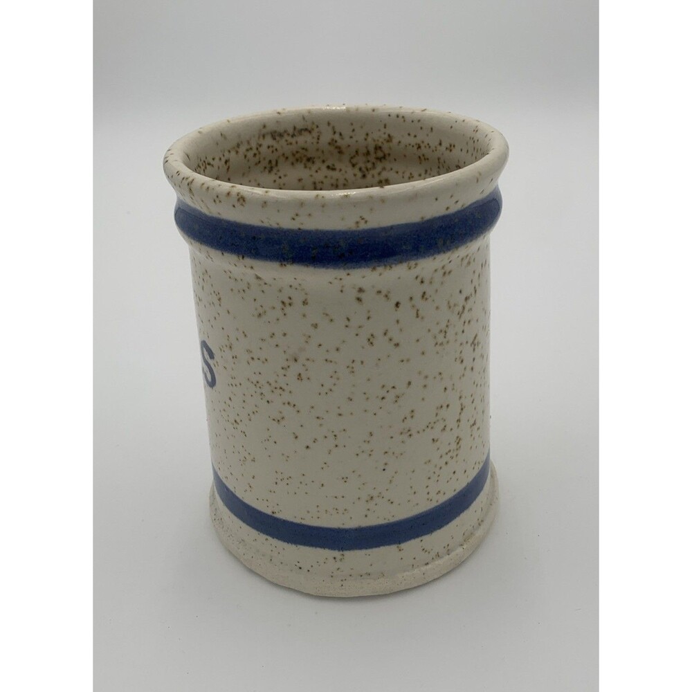 Vintage Studio Art Pottery Utensil Pot Hand Thrown Stoneware - Picture 2 of 9